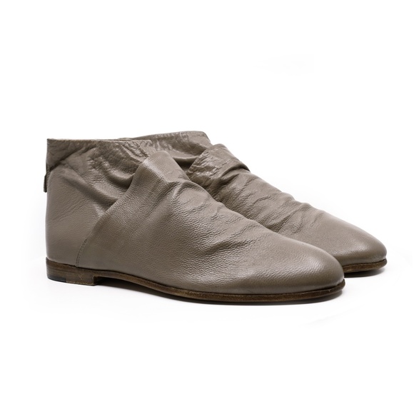 RON WHITE Slouchy Leather Ankle Boots in Greige Size EU 40 US 9.5 Made in Italy - Picture 2 of 10